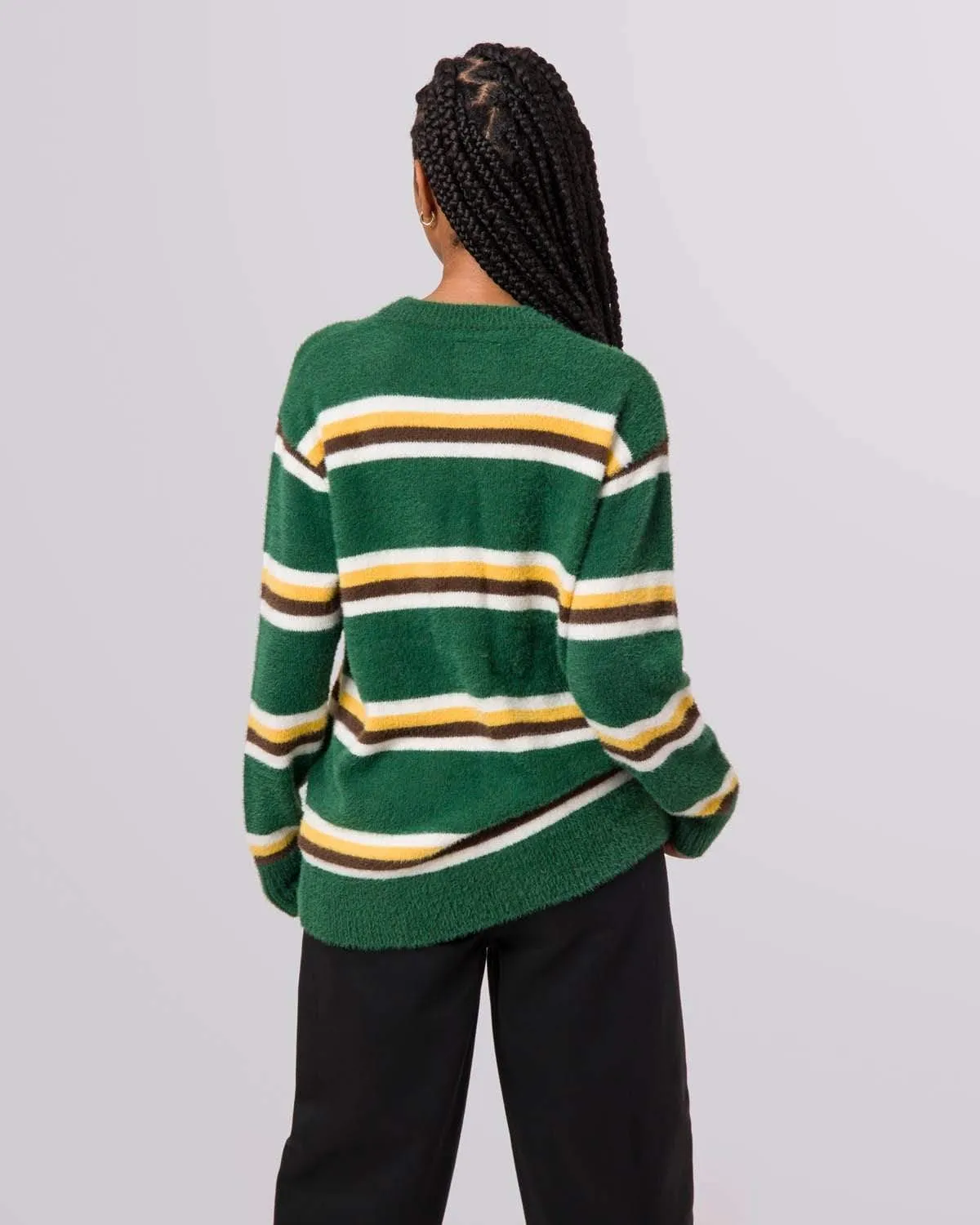 1984 MOHAIR STRIPE CARDIGAN - DARK GREEN