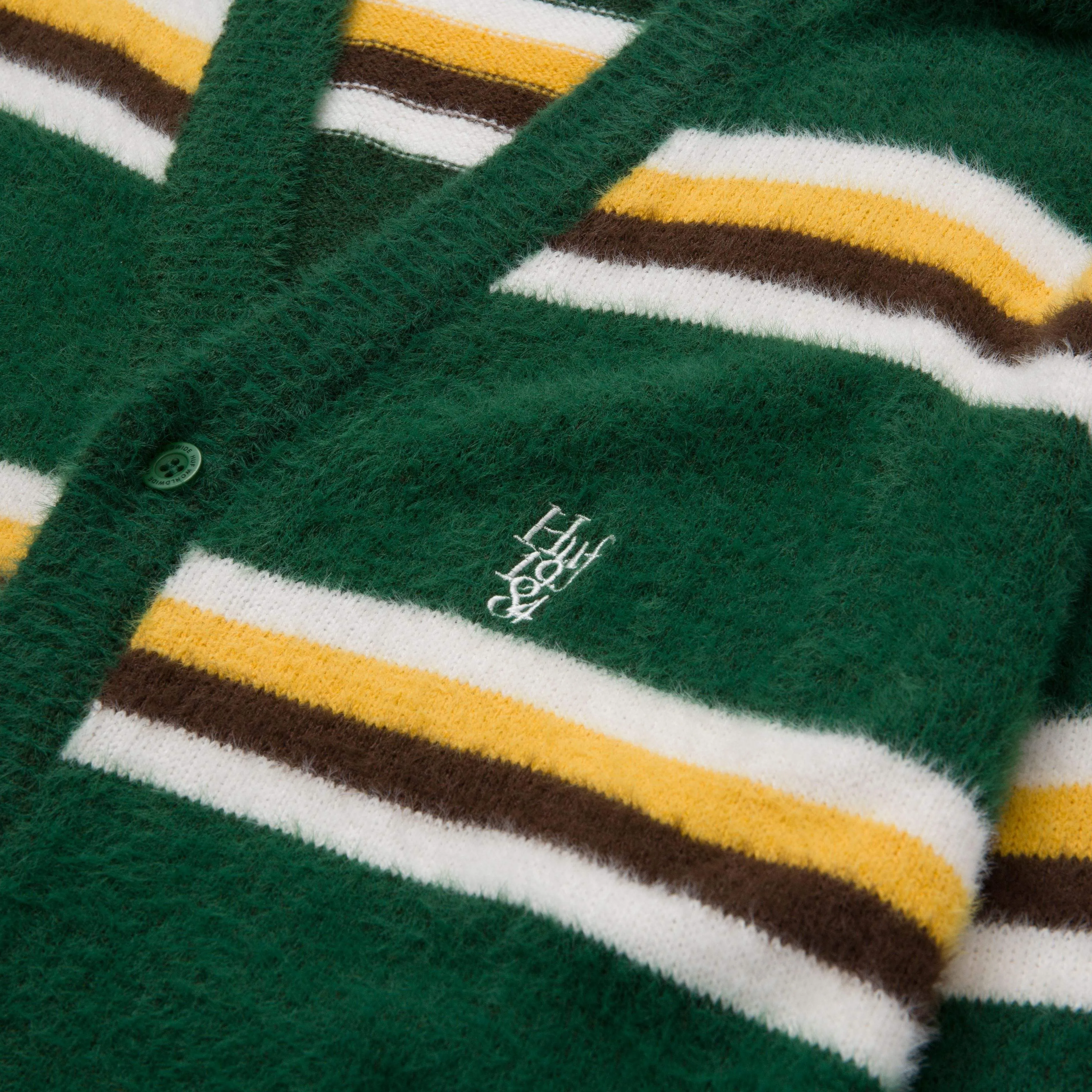1984 MOHAIR STRIPE CARDIGAN - DARK GREEN