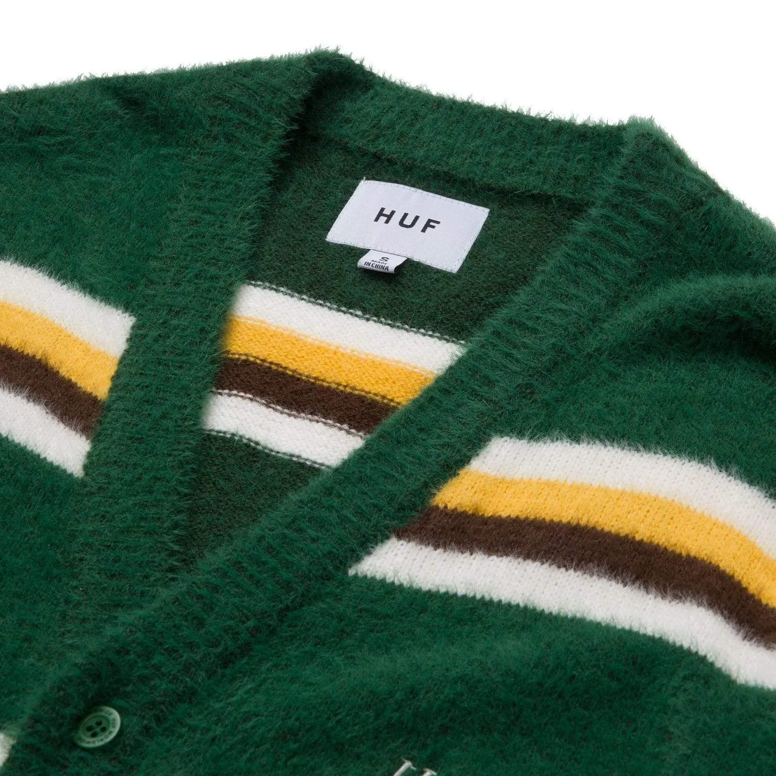 1984 MOHAIR STRIPE CARDIGAN - DARK GREEN