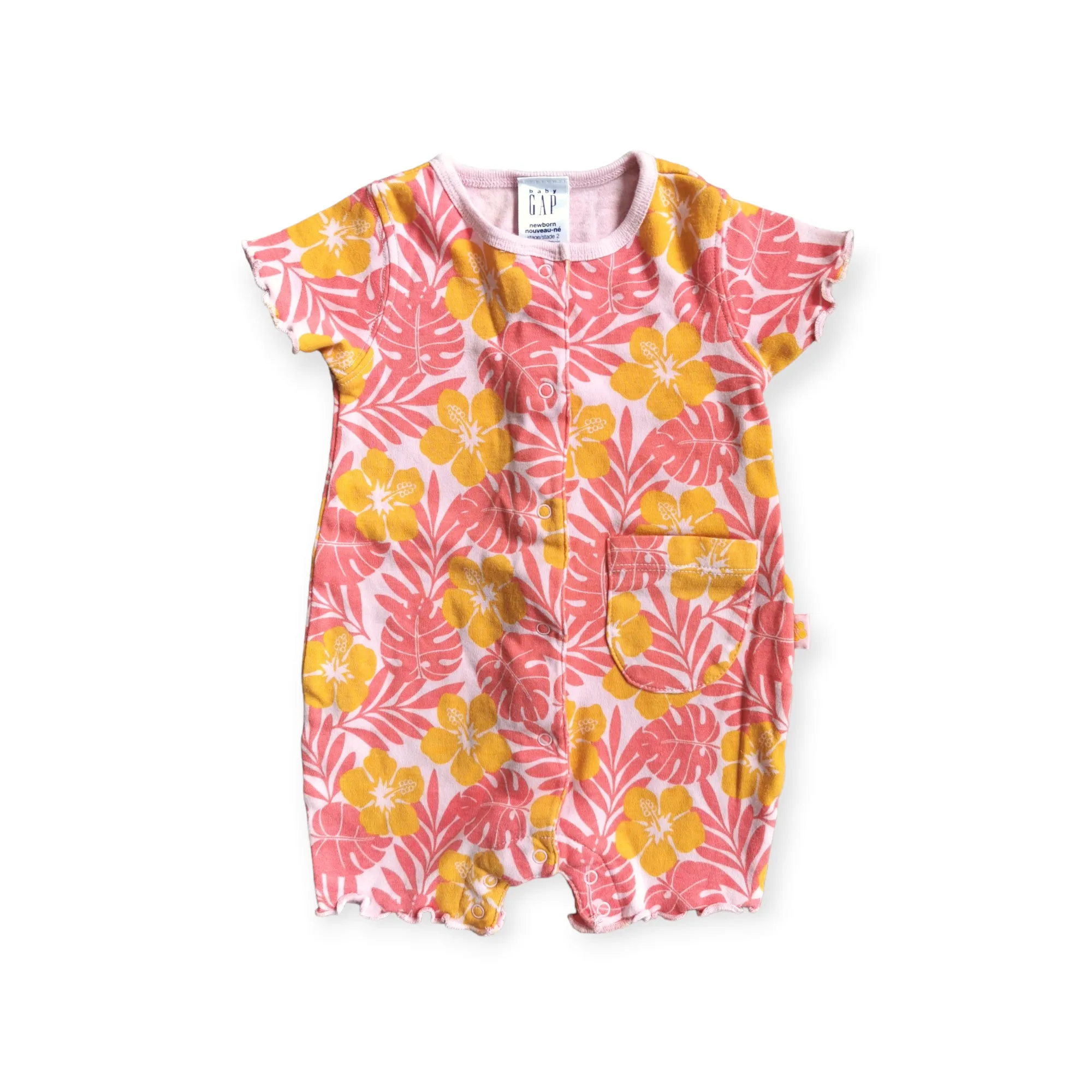 BABY GIRL SIZE 3/6 MONTHS - Baby GAP, Graphic Summer Romper EUC B36