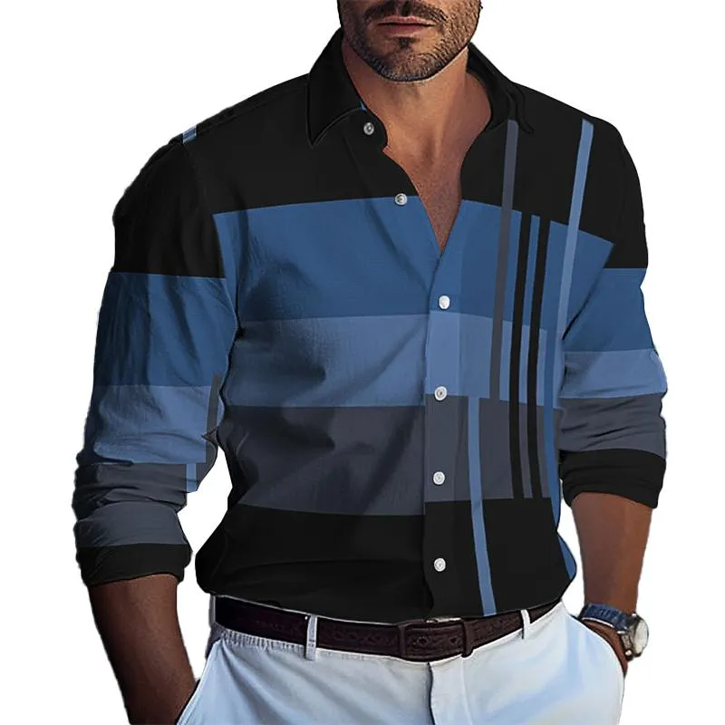 Men's Color Block Casual Shirt 13906915YM